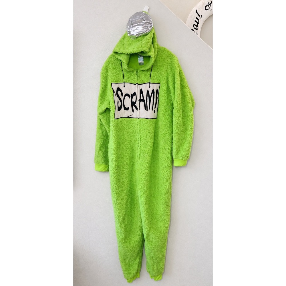 Spirit Halloween Oscar the Grouch Sherpa Fleece Union Suit Green L/XL costume